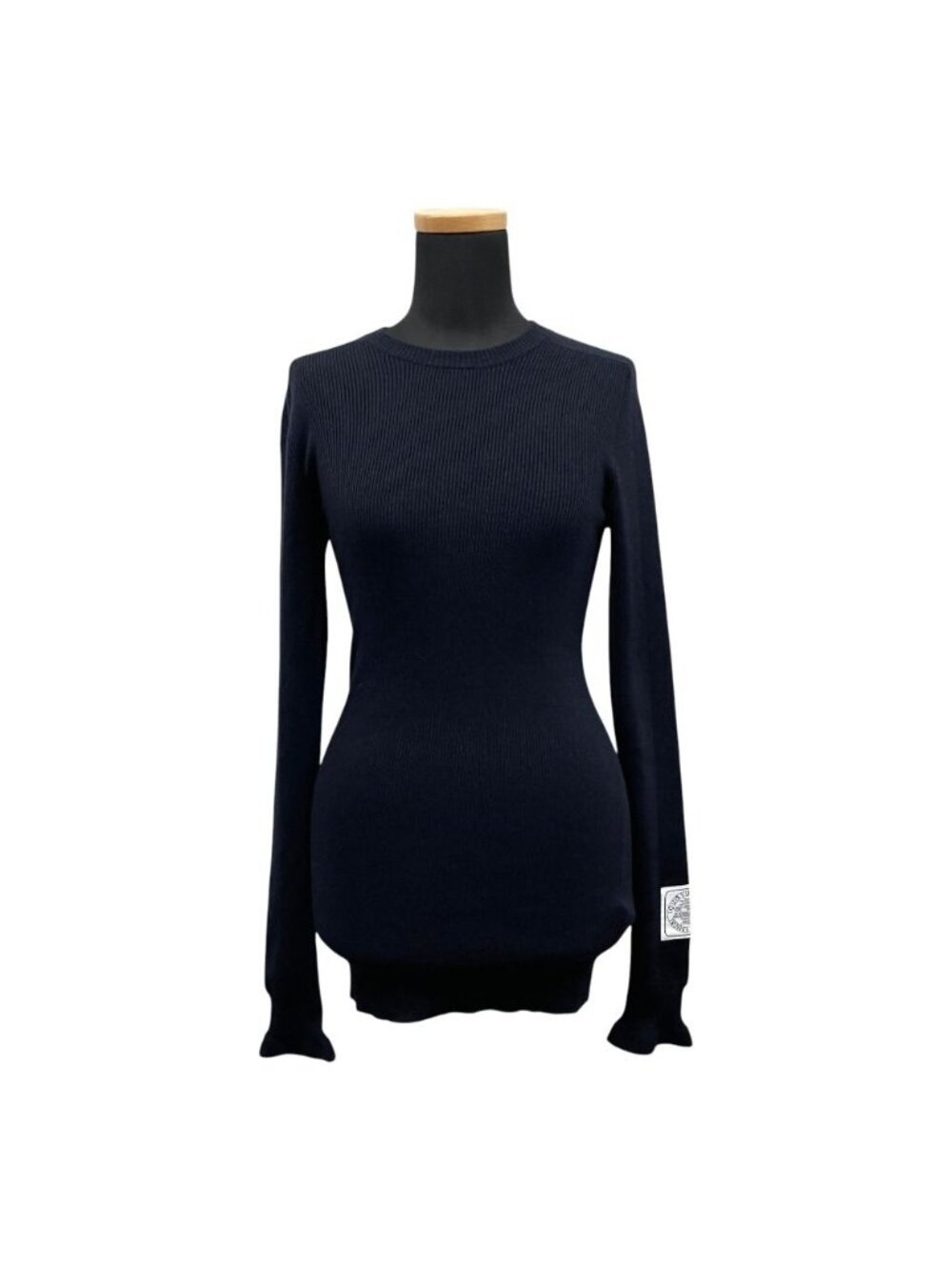 Louis Vuitton Cashmere Silk Rib Knit Sweater Long Sleeve Crew Neck Logo Patch